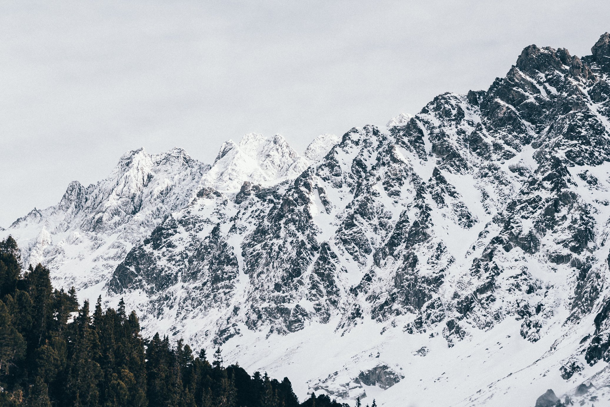 Mountain Cover by Snow at Daytime